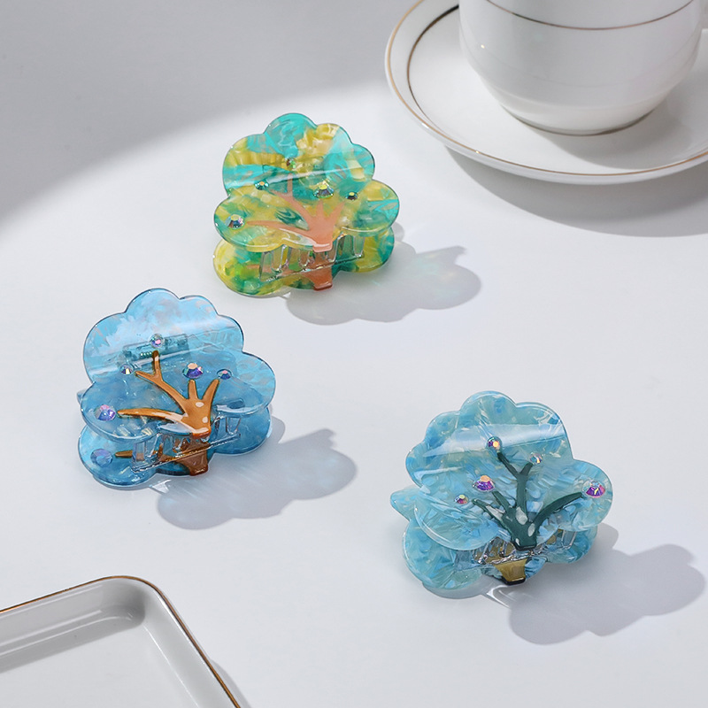 5,3 cm Colorfl Tree Acetato Clips Clip Accessori per le donne