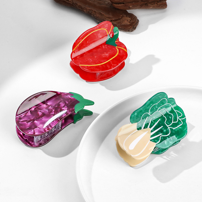 Celti di capelli in acetato di cellulosa Fantasca a forma di vegetale Clip mascella