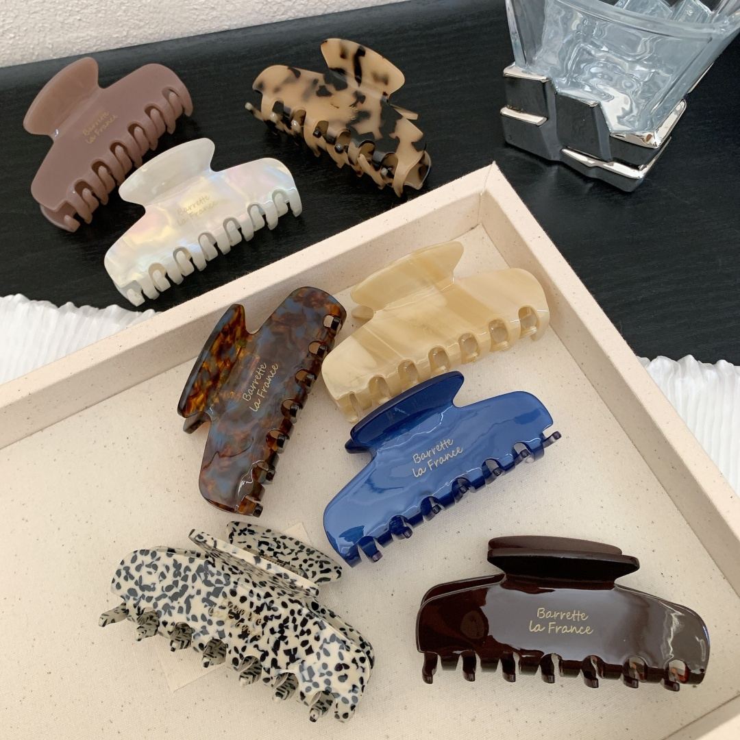Clip per artiglio per capelli di squalo in acetato di cellulosa retrò francese con logo personalizzato da 8,3 cm