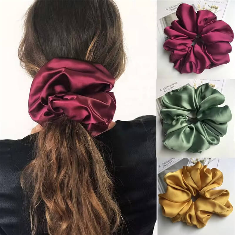 Elastic Jumbo XXL Silk Satin Hair Scrunchies