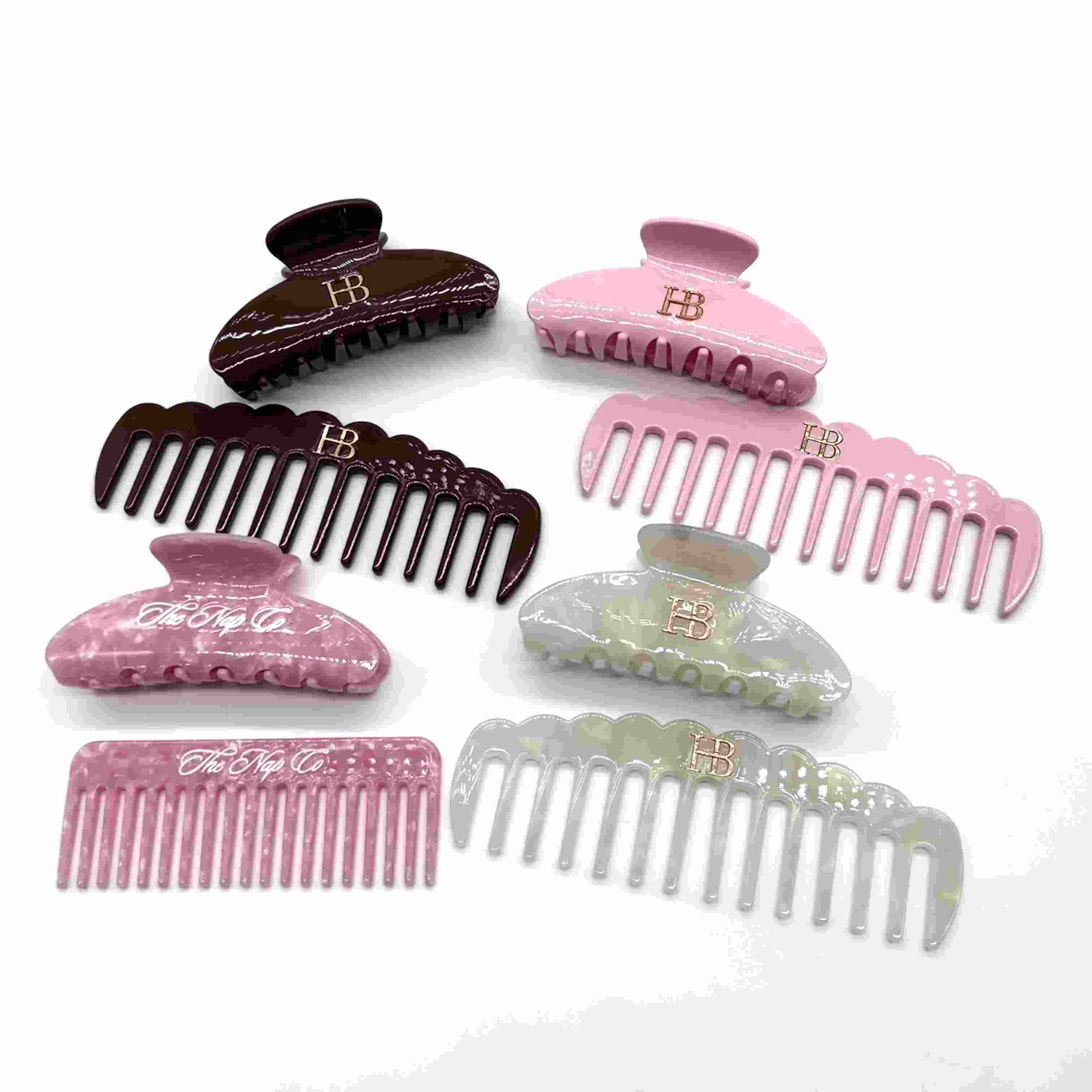 Accessori per capelli personalizzati da donna alla moda Set di clip e pettini per artigli per capelli con logo personalizzato per salone e cura dei capelli