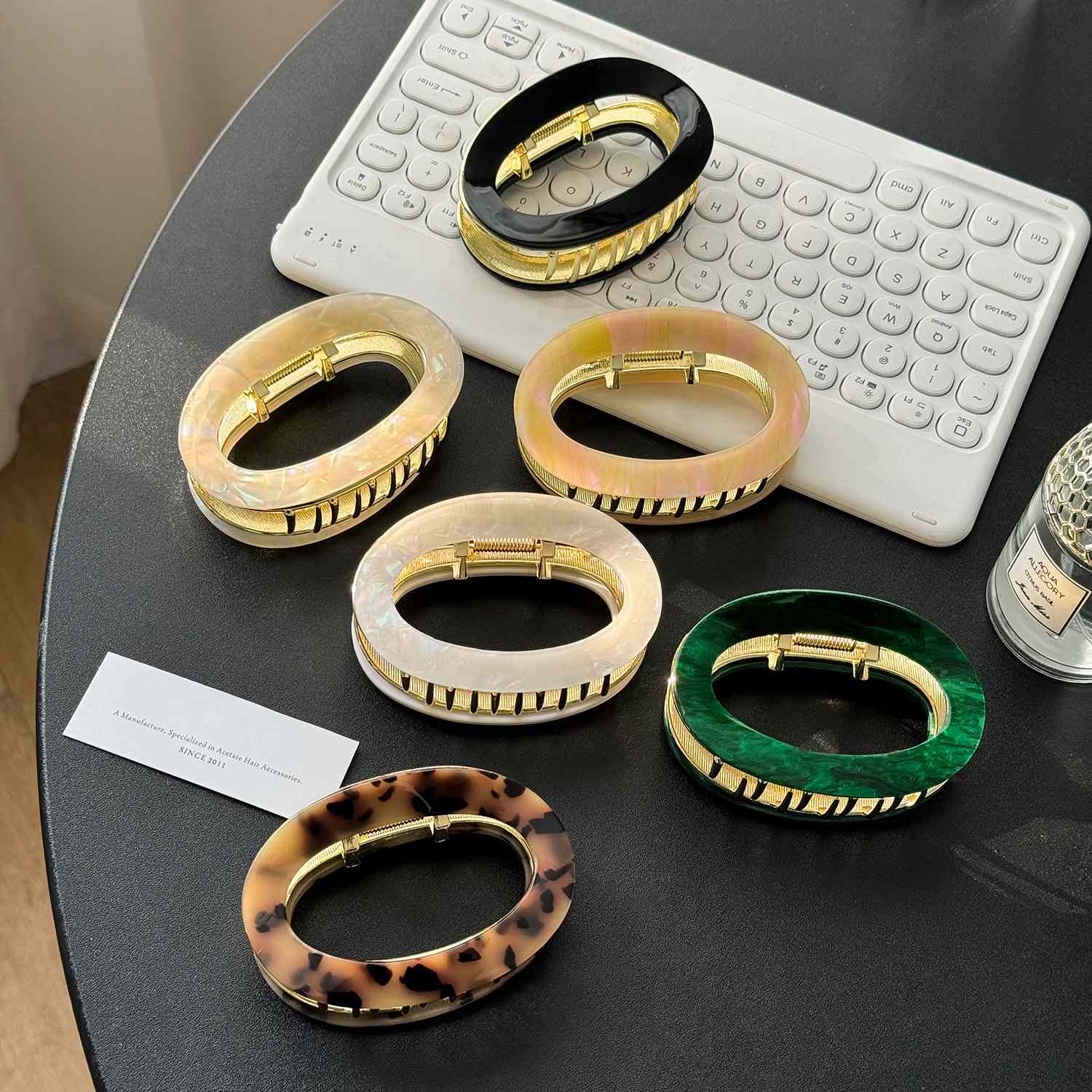 Accessorio per capelli acetato a clip di metallo grande per donne Grils